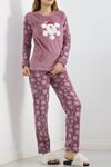 Peluş Polar Pijama Takımı Lilabeyaz - 19178.1050.