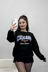 3 İplik Baskılı Unisex Sweat Siyah - 30188.1878.