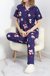 Düğmeli Pijama Takımı Lacivert - 50078.1857.