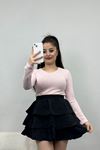 Geniş Yaka Yumoş Body Pembe - 50222.1723.